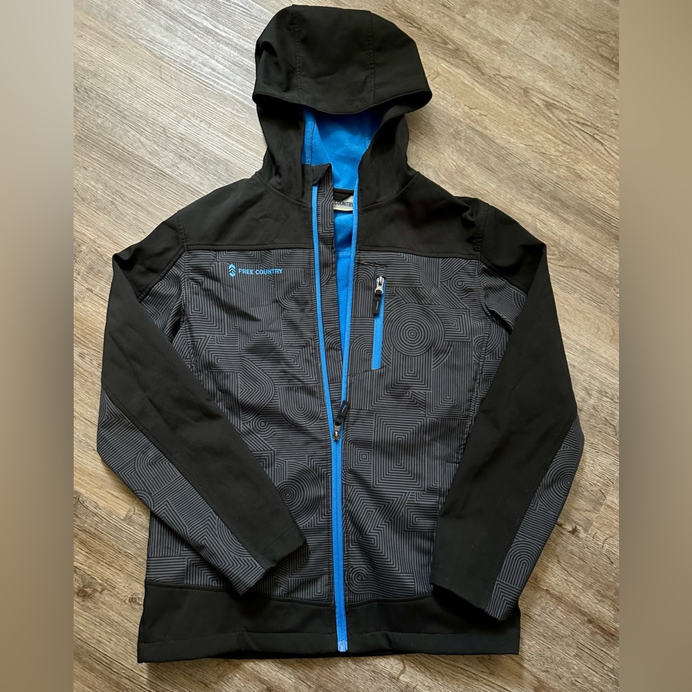 Free Country Fleece Lined Softshell Hooded Jacket Boys 2XL 14-16.